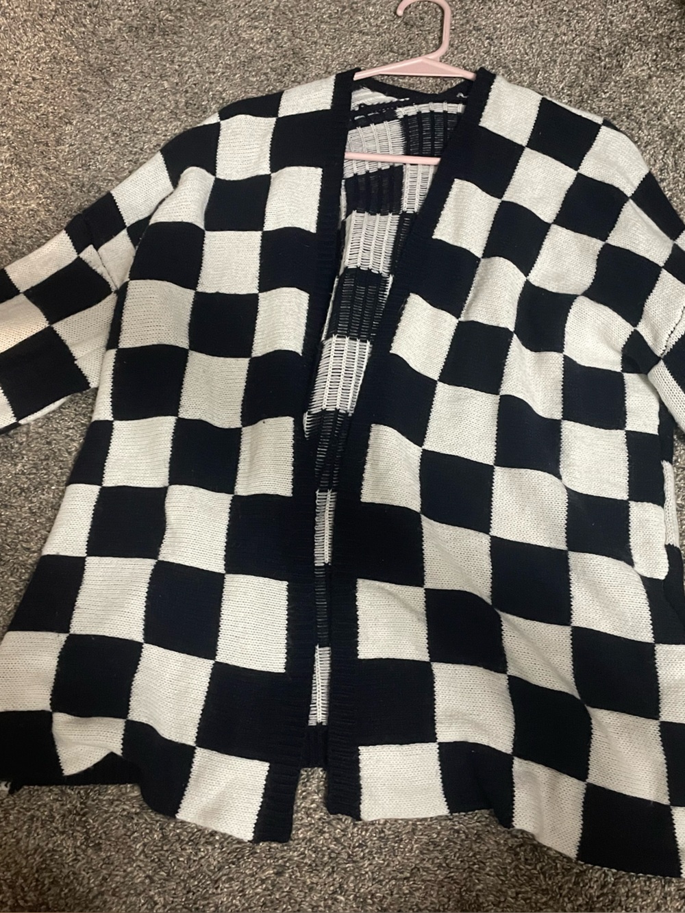 SHEIN navy blue & White Checkerboard Knit Blazer women’s